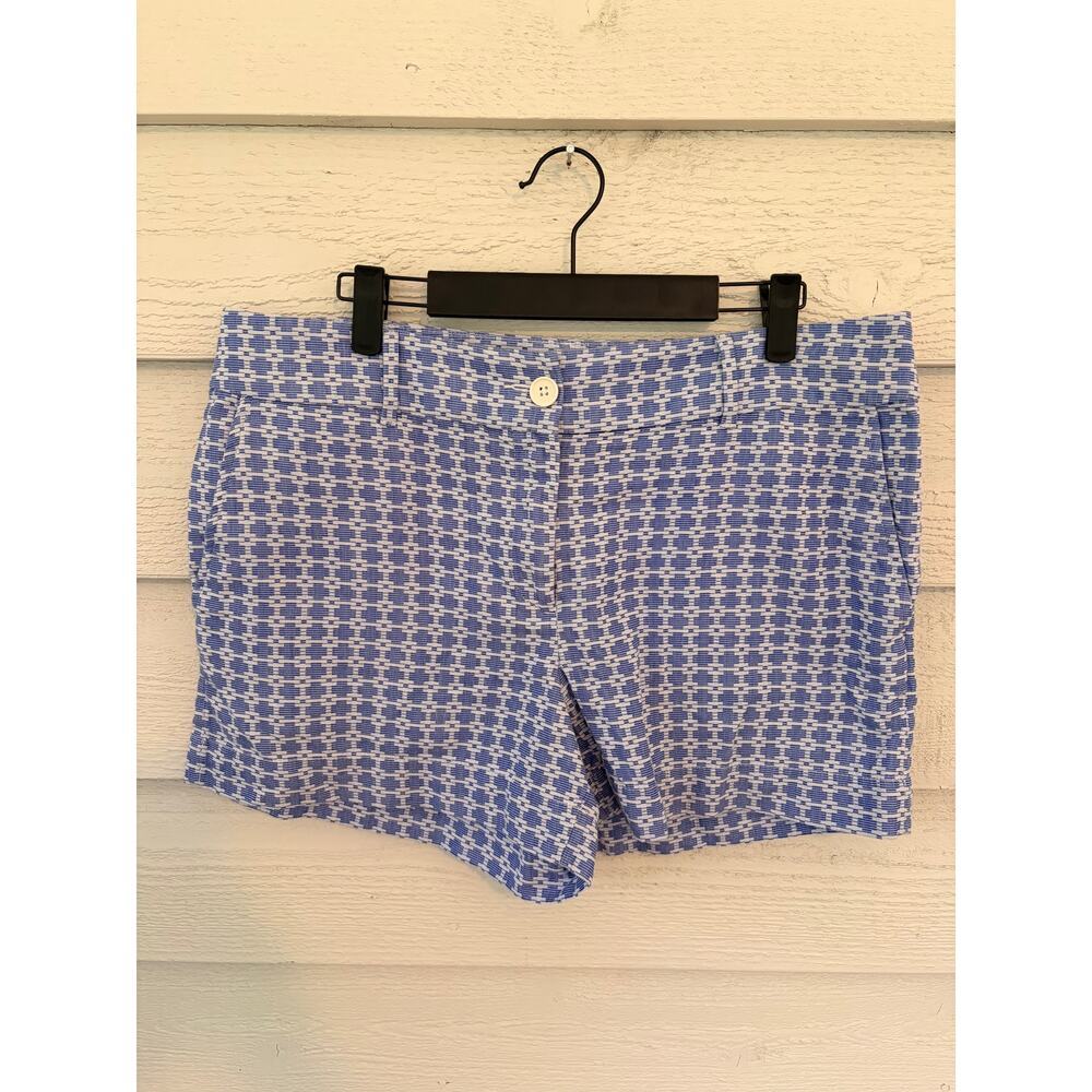 LOFT Outlet Blue White Patterned Shorts Size 10 4” Inseam - Picture 2 of 8